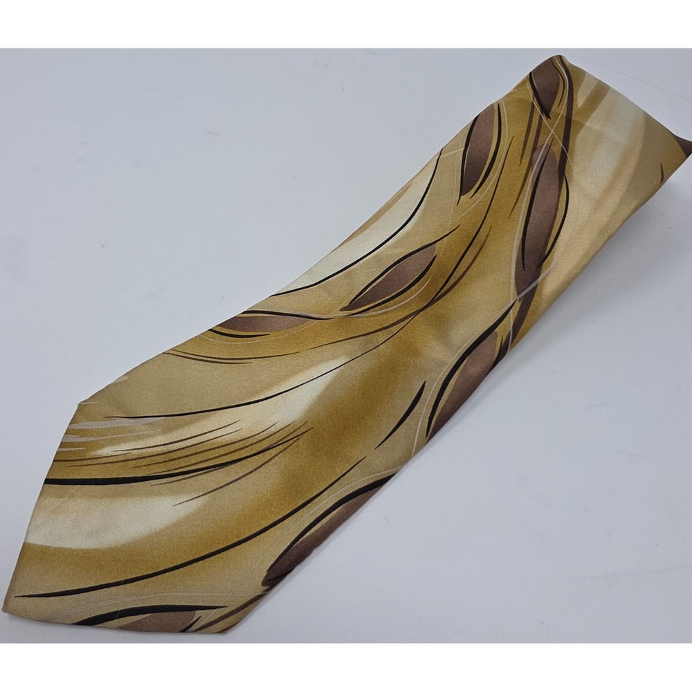 Jerry Garcia Necktie Mens Gold Brown Silk Abstract Designer Formal Preppy‎